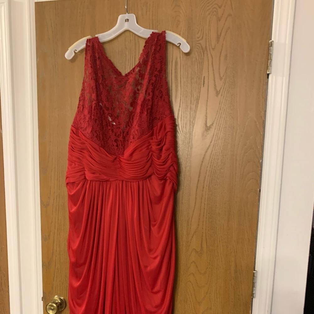 F15749 Sleeveless Long Mesh Dress with Corded Lace